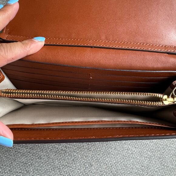 Lauren Ralph Lauren Leather Medium Adair Crossbody Lauren Tan - Picture 8 of 12